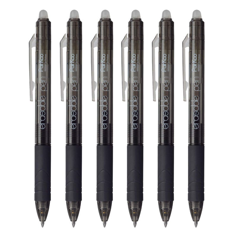 ParKoo Retractable Erasable Gel Pens Clicker, Fine Point, Make Mistake Disappear, Black Ink for Note Taking and Crossword Puzzles, 6-Pack - Image 2